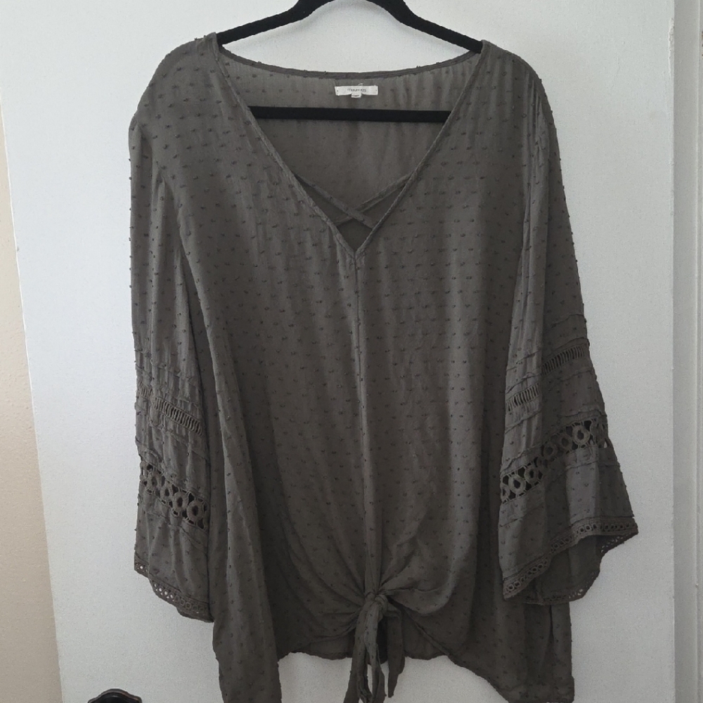 Maurices Dark GreenTunic with Lace Sleeves